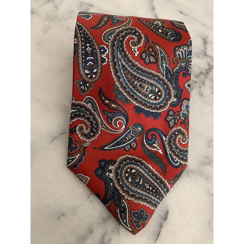 Claybrooke 100% Silk Handmade Red Paisley Tie
